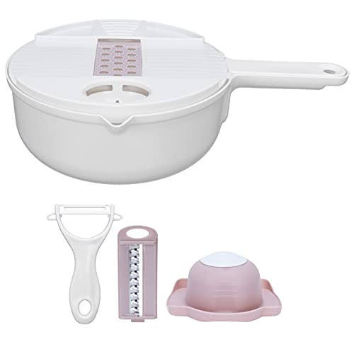 Cortador de verduras 12 en 1, picadora de alimentos, trituradora manual de alimentos, herramienta para cortar verduras, cortadora de verduras, utensilios para cebolla, zanahoria, patata(Rosa)