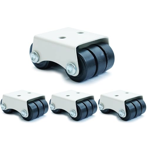 Image of 6-Wheel Fixed Roller Furniture Castor Wheels, Mini Caster Wheels for Chair, Sofa & Furniture, 80-100 kg Load Capacity (Black, Set of 4)
