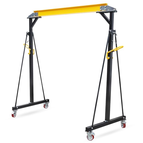 GarveeTech Adjustable Gantry Crane, 1 Ton Capacity Portable Shop Lift Hoist, Adjustable Height from 97