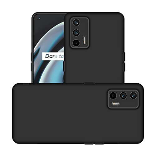 Image of Case Creation Liquid TPU Silicone Cover for Realme GT Neo 2T Soft Case,Anti-Dirty Slim Case Frosted Matte Cute Candy TPU Raised Bezel (Splash of Color) Back Case Cover for Realme GT Neo 2T -Black