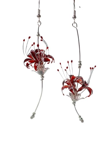 Earrings, Glass Resin, Spider Lily Earrings, Cosplay Accessories, For Wedding, Cosplay Costume