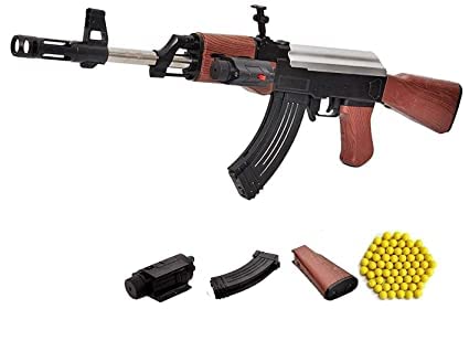 Fiddlys Ak 47 Toy Shooting Gun for Kids with Laser Light and 500 Bullets Guns & Darts (Black) Toy Review India (Iknoor World )