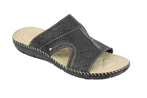 Sandalias de cuero para hombre con puntera abierta, para verano, deslizar en zapatillas tamaño 6 7 8 9 10 11