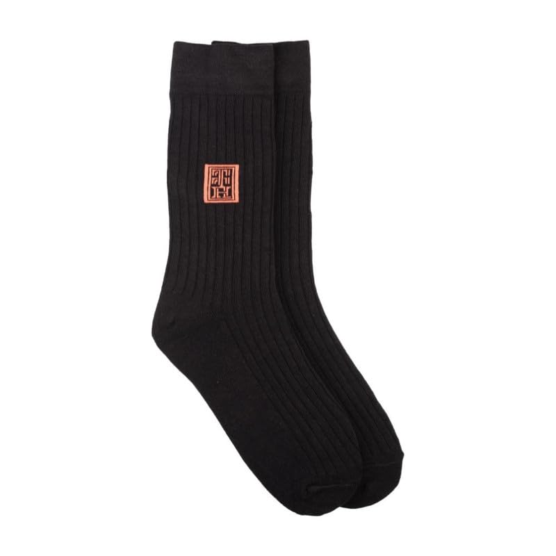 The Tie Hub Solid Black Crew Length Sock For Men