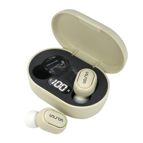 ワイヤレスイヤホン bluetooth イヤホン bluetooth5.3 最新 充電残量表示 HI-FI音質 ブルートゥース マイク 両耳 片耳 通話 Android (アイボリー)