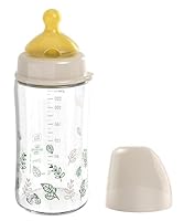 nip – Weithalsflasche | Babyflasche mit Ventil für optimalen Lufteinstrom und zwei Naturkautschuk-Trinksauger. Stillfreundliche Babyflasche aus bruchfestem Glas | Gr. S & M, 240ml, Braun