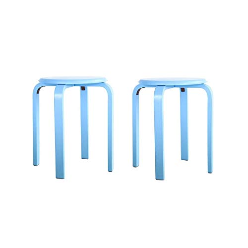 Taburete redondo de madera nórdica apilable con 4 patas 4