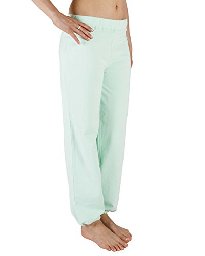 Chin Mudra Pantaloni di Yoga Param  95% Cotone Biologico e 5% Lycra  Verde Laguna, Laguna Verde, XS