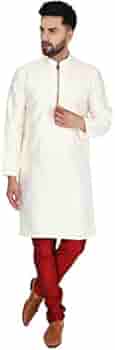 SKAVIJ Heren bedrukte katoenen lange mouw rechte kurta (groen, klein