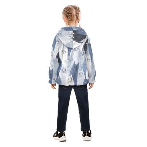 OTVEE Gray and Blue Cats Kids Hoodie Jacket Fall Spring Full Zip Warm Outwear Coat4