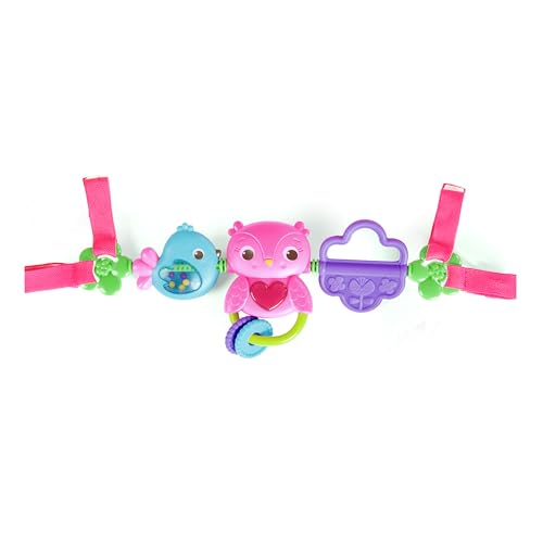 Image of Bright Starts Busy Birdies Carrier Toy Bar Musical Take-Along Toy with Lights, Ages Newborn +, Pink