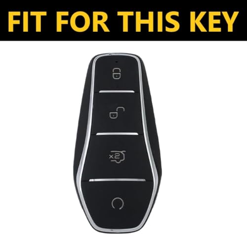 SHOPOFLUX Metal Car Key Cover Compatible for BYD Atto 3 Seal, Sealion, eMax7 3 button smart key - Black (Pack 1)