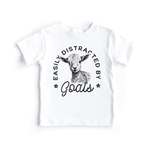 Easily Distracted by Goats Toddler Shirt - Goat Lover Farmer Top - Farm Hand Animal Tee - Natural Kids Shirts3