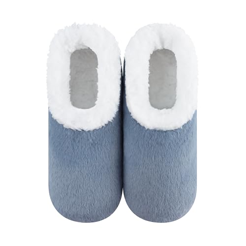 Snoozies Butter Soft House Slippers for Women, Cozy Sherpa-Lined Slipper Socks for Women Soft Sole Non-Skid Machine Washable