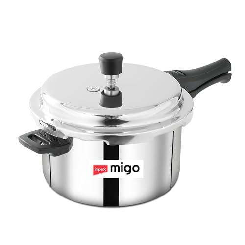 Image of Impex Triply Stainless Steel Pressure Cooker 5 Litres With Outer Lid | Induction and Gas Stove Competable | 3 Layer Construction | ISI Certified | 5 Year Warranty (5 Litre)