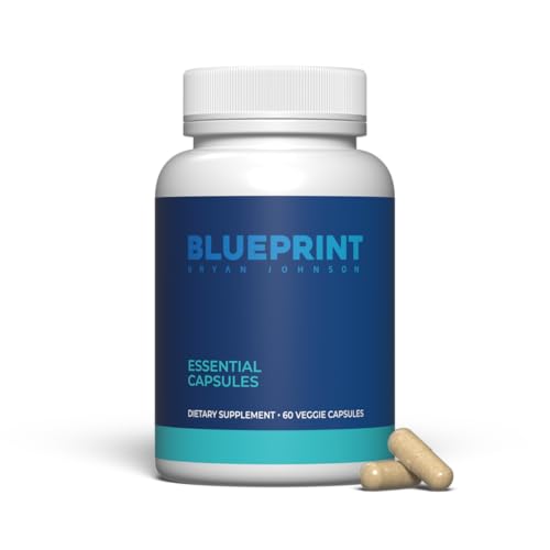 Blueprint Bryan Johnson Essential Capsules - Daily Multivitamin/Multimineral for Women and Men - Antioxidant Supplement with Calcium, Vitamin B1, Vitamin D, and Zinc - Vegan and Non GMO (30 Servings)