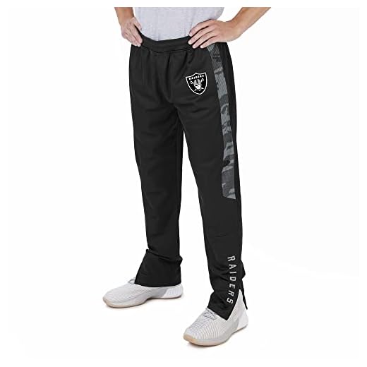 Zubaz Men's NFL Team Color Track Pant with Camo Lines Side Panels, Las Vegas Raiders, Medium