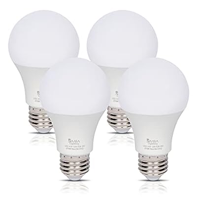 Simba Lighting LED A19 Light Bulbs (4 Pack) 9W 60W Equivalent Standard Size Energy Efficient for Home Applications, E26 Medium Base, 2700K Warm White