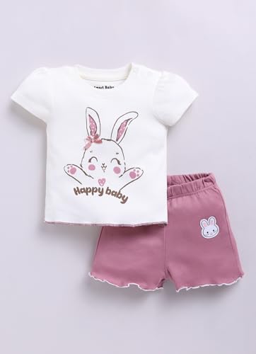 Image of Smart Baby 100% Cotton Interlock Fabric T-Shirt and Shorts Set for Baby Girls - Soft, Lightweight, Comfortable (Pack of 1)
