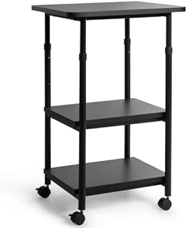 TANGZON Serving Cart Trolley, 2/3-Tier Rolling Kitchen Utility Cart with Lockable Wheels, Heavy-duty Steel Frame Storage Organizer for Home, Office and Restaurant (Black, 49 x 40 x 67-77cm)