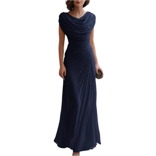 Robe ceremonie femme chic et elegant a taille plissee et fente laterale
