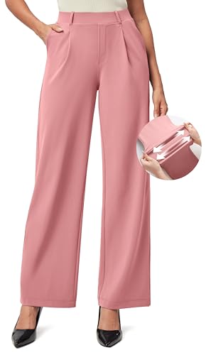Image of IUGA Dress Pants Women Stretchy Wide Leg Work Pants Business Casual Outfits | Teacher Outfits for Women, Work Clothes, Trousers, Slacks, High Waisted, Pull on, Comfy, Office, Travel, Interview