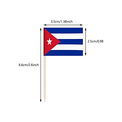 100 Pack Cuba Flag Cuban Toothpick Flags, Cocktail Picks Mini Stick Cupcake Toppers Country Picks Party Decoration Celebration Cocktail Food Bar Cake Flags (Cuba)