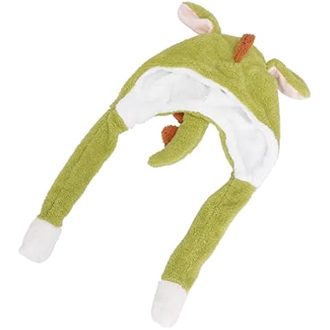 TENDYCOCO Headwear Winter Shaped Green Prop Adult Head Cozy Party Fur Windproof Animal Year Booth Jumping Animals Beanie Moving New Cosplay Popping Alligator Funny Photo Cover Plush Cover