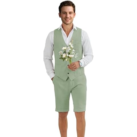 Men's Linen Vest and Shorts Set Cover