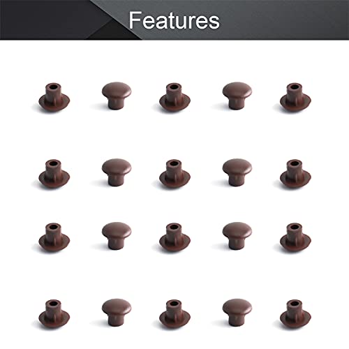 Image of MroMax 100Pcs Screw Cap Cover 3 /16inch Bottom Dia Fit for 4.5-5mm Diameter Hole Plastic Tube Cover Shelf Peg Hole Plugs for Cupboard Bookshelf Shelf Closet Cabinet Bracket Furniture Dark Brown Tone