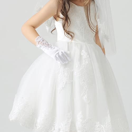 Wedding Flower Girls Gloves Bridesmaid Child Short Satin Gloves Fancy Costume Princess Gloves4