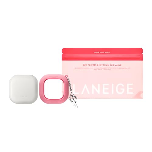 LANEIGE Neo Blurring Powder & Keychain Duo | Clip-On K-Beauty Setting Powder | Shine Control, Pore Blurring, On-the-Go Touch Ups | Lo-Fi Mauve