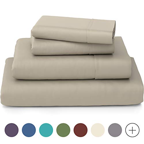 Cosy House Collection Luxury Bamboo Bed Sheet Set - Hypoallergenic Bedding Blend from Natural Bamboo Fiber - Resists Wrinkles - 4 Piece - 1 Fitted Sheet, 1 Flat, 2 Pillowcases - King, Tan