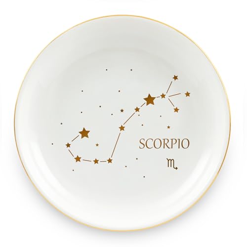 Homlouue Scorpio Zodiac Ring Dish - Birthday Gift for Women - Ceramic Astrology Sign Trinket Tray, Jewelry Holder - Constellation Gift for Best Friends