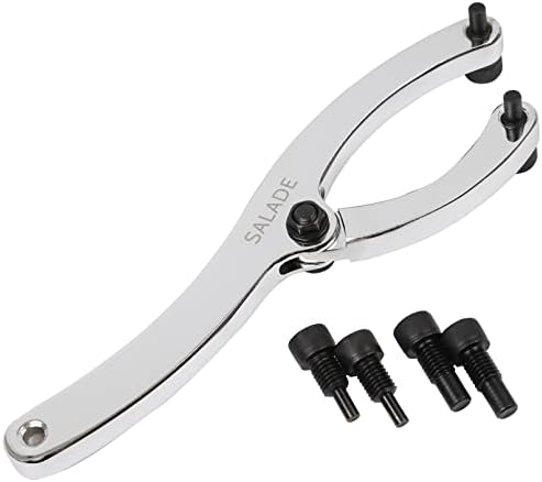 Salade Heavy Spanner Wrench,Adjustable Gland Nut Wrench,for Removing Hydraulic Cylinder,Equipped with 1/4" and 5/16" and 2/5" Pins