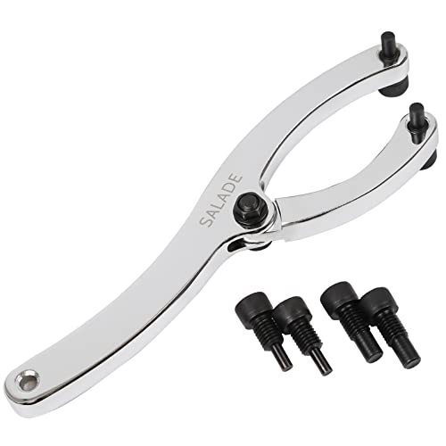 Salade Heavy Spanner Wrench,Adjustable Gland Nut Wrench,For Removing Hydraulic Cylinder,Equipped With 1/4" And 5/16" And 2/5" Pins #TOP14