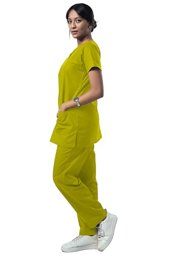 Image of UNIFORM CRAFT Women's Scrub Suits DSVX || 4 pocket scrubs | Ideal for doctors, dentists, vets, nurses & healthcare professionals (Lime Green, XXL)