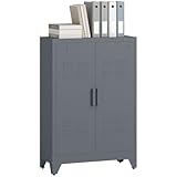 HOMCOM Aktenschrank Metallschrank Mehrzweckschrank mit magnetischer Lamellen-Doppeltür Verstellbarer Einlegeboden Büroschrank Aufbewahrungsschrank für Arbeitszimmer, Wohnzimmer 75 x 33 x 110 cm Grau