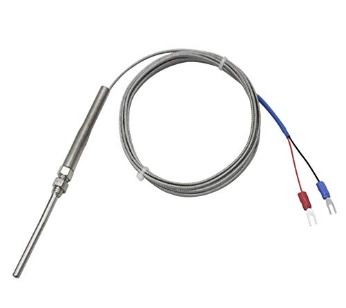 Image of T-PRO K-Type Thermocouple Temperature Sensors 2M/6.6Ft Wire,Stainless Steel Probe (Probe Length 50mm)