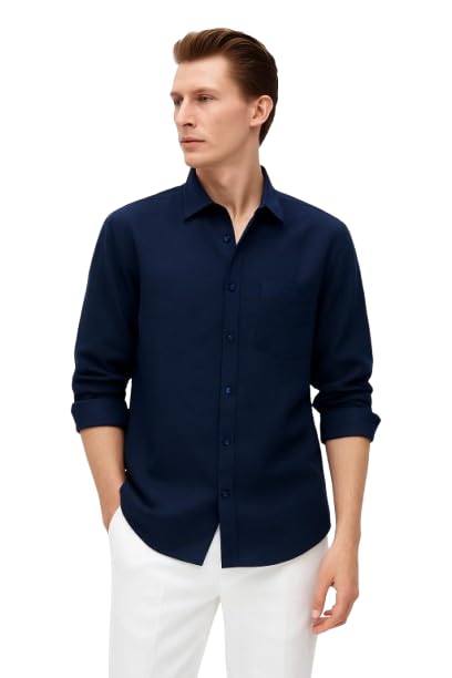 Image of Men Cotton Blend Full Sleeve Shirt Stylish Casual & Formal Wear Comfortable Regular Fit Office Shirt | Durable Everyday Wear for Men in Multiple Sizes & Colors
