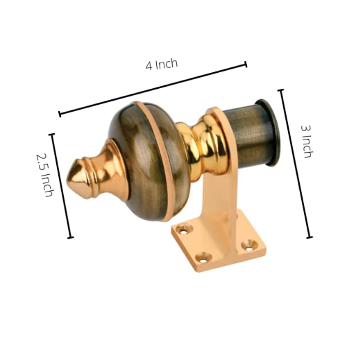 Image of Stylish Curtain Hooks /Curtain Knobs /Rod Rail Bracket for Home Antique Gold Finish (4P, Antique)