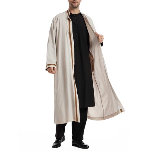 Open Front Muslim Clothes for Men Long Sleeve Islam Middle East Kaftan Islamic Thobe Robe Gown Shirt Dress Arab Wear2