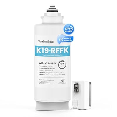 Waterdrop WD-K19RF-FK Filter, Replacement for WD-K19-SFK Countertop Reverse Osmosis System, 12-month Lifetime