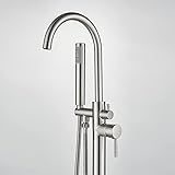 Freestanding Tub Fillers Brushed Nickel Floor Mounted Bathtub Faucets With Handheld Shower 360 Swive