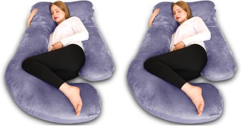 Image of Chilling Home Pregnancy Pillow, U Shaped Full Body Maternity Pillow 58 inch, Pregnant Women Must Haves Pregnancy Pillows for Sleeping with Removable Cover (Pack of 2)