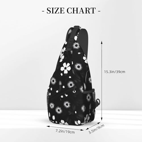 Mochila bandolera MyPiky con estampado floral blanco y negro miniatura 3