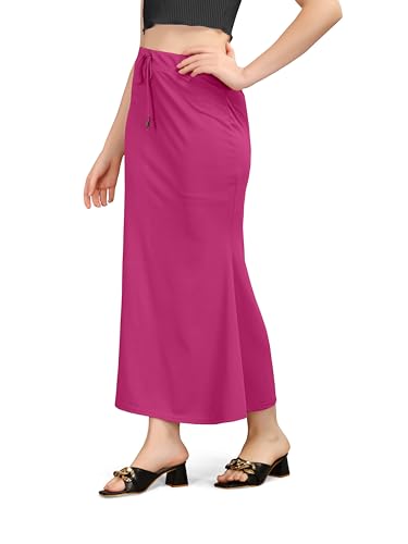 Image of Mogsa Women's Lycra Fishcut Saree Shapewear Petticoat - Tummy Control Slim Fit Stretchable Shaper Skirt with Drawstring & Side Slit for Sarees