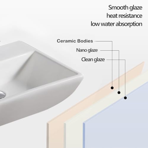 Image of Wall Mounted Wash Basin for Bathroom /Wall Hung Wash Basin /Ceramic Sink (42x34x12.5cm)