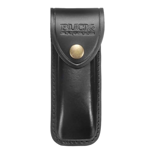 HARFINGTON Leather Knife Sheath 5.71' Leather Pocket Knife Sheath with Hole for Folding Knife Camping Hunting Outdoors, Black