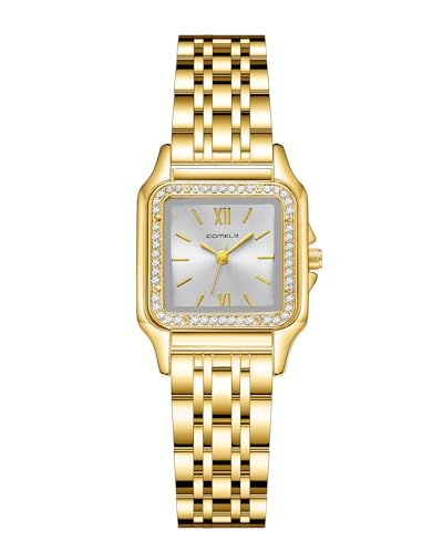 CIVO Montre Femme Acier Inoxydable: Doré Rectangulaire Analogique Quartz - Etanche Montre Élégant Cadeau pour Femmes et Filles